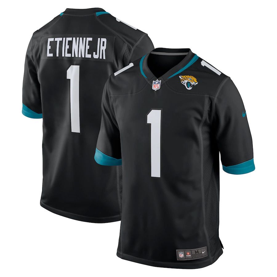 Men Jacksonville Jaguars #1 Travis Etienne Nike Black Game NFL Jersey